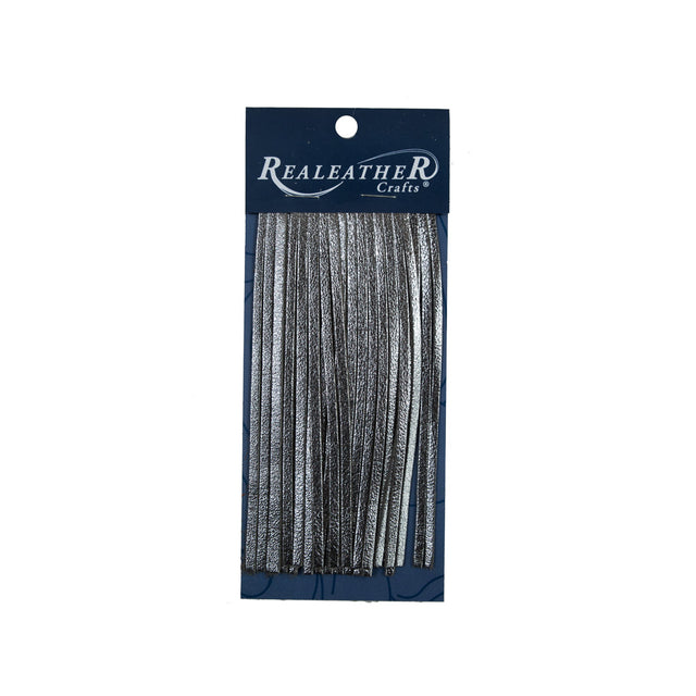 Realeather Metallic Silver Deerskin Fringe Trim - 6"