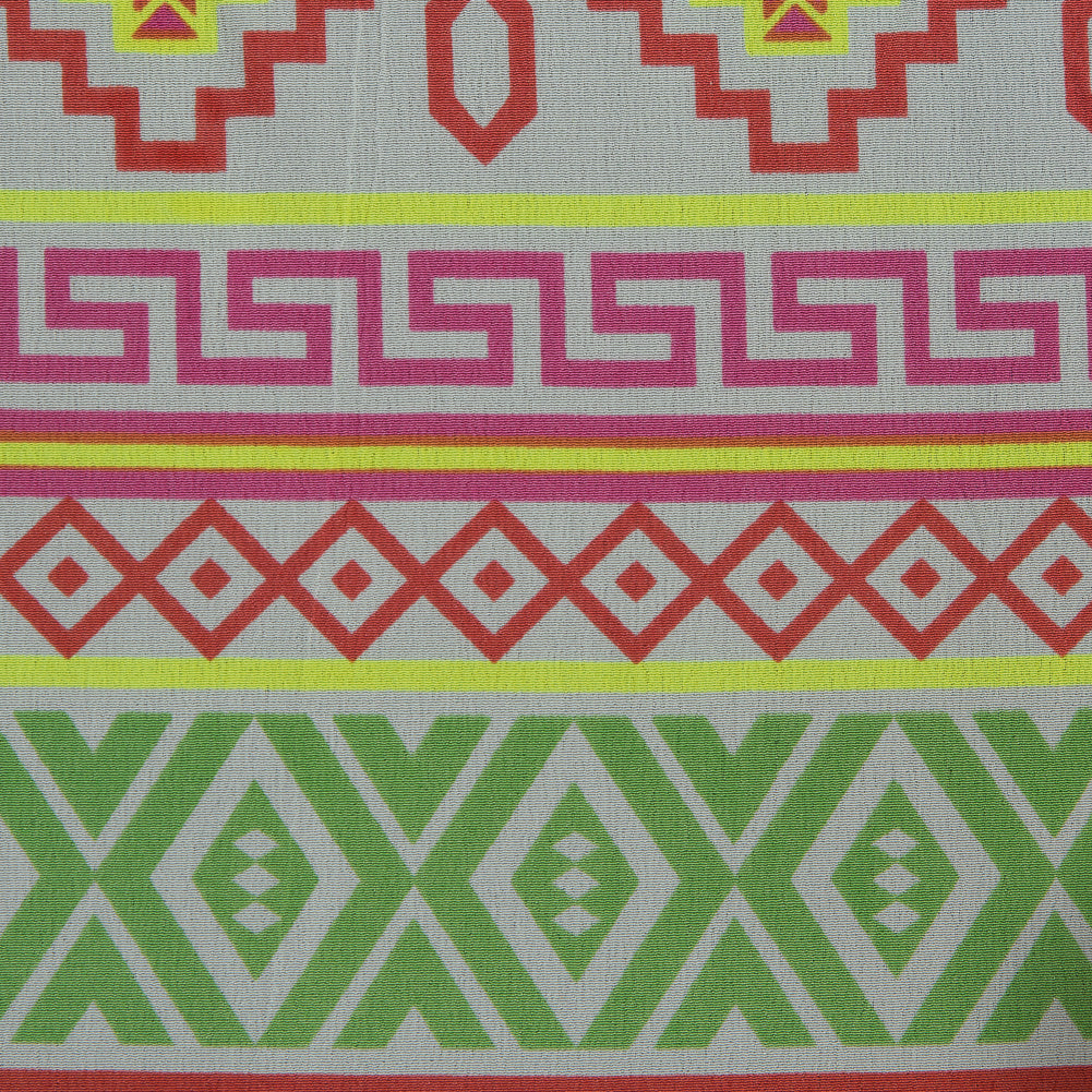 Fluorescent Geometric Striped Silk Crepe de Chine