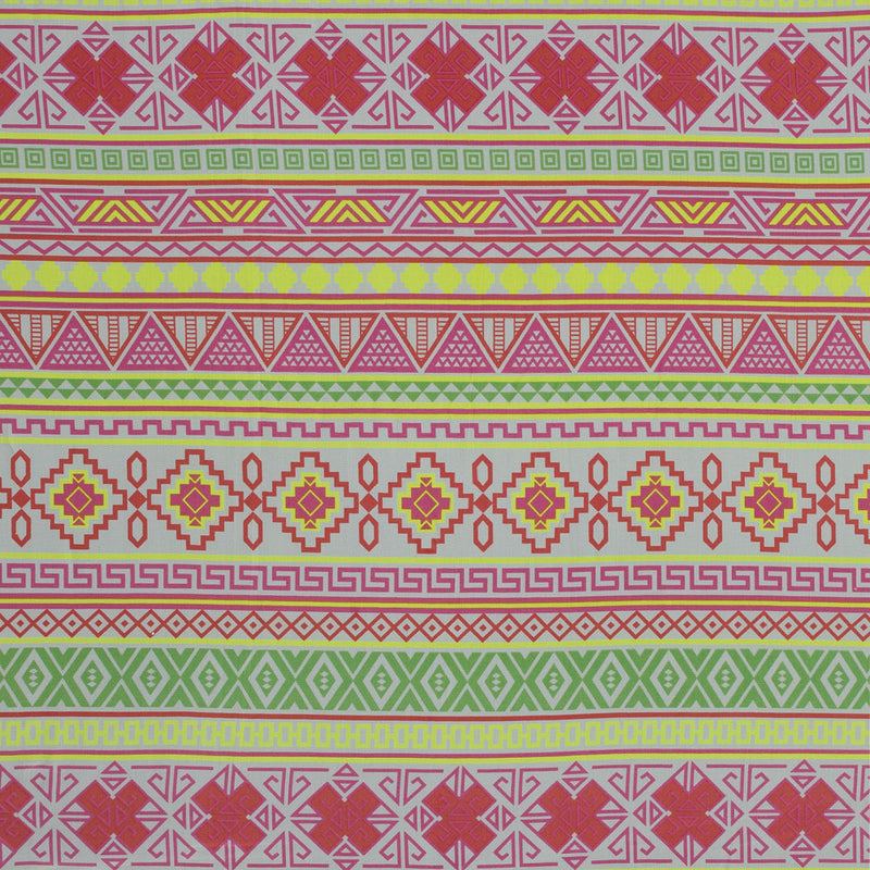 Fluorescent Geometric Striped Silk Crepe de Chine