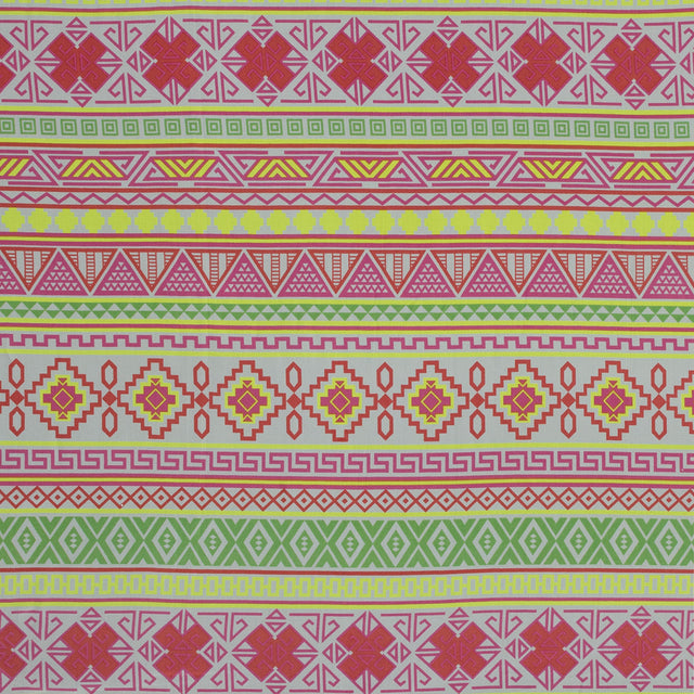 Fluorescent Geometric Striped Silk Crepe de Chine