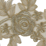 Metallic Gold Re-Embroidered Floral Organza Trim - 6"