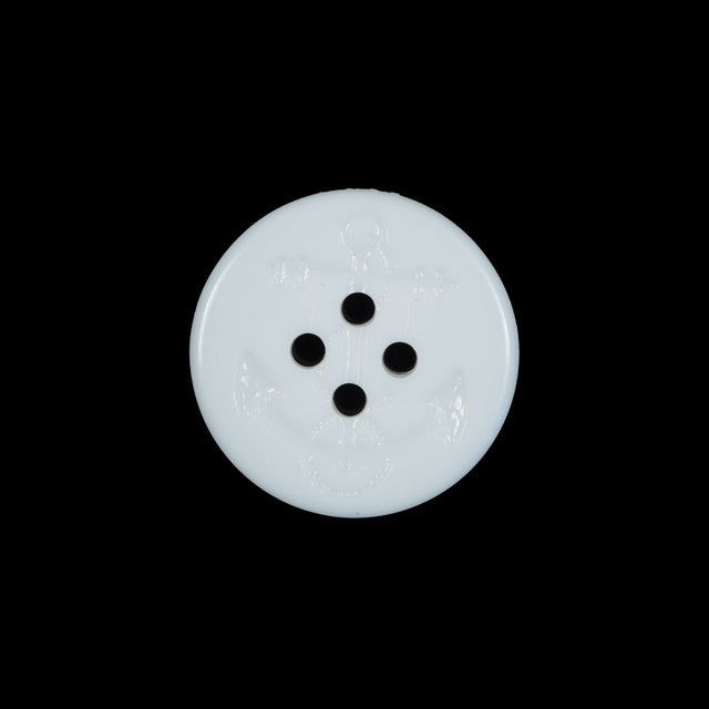 White Plastic Anchor 4-Hole Button - 32L/20mm