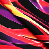 Dance Ribbons Nylon Spandex Fabric - Blue Or Red Striped Print On Black, 58-60" Width (1 Yard)