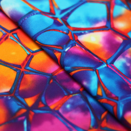 Kaleidoscope Nylon Spandex Fabric - Multicolor Ethnic Kaleidoscope Print, 58/60" Width (1 Yard)