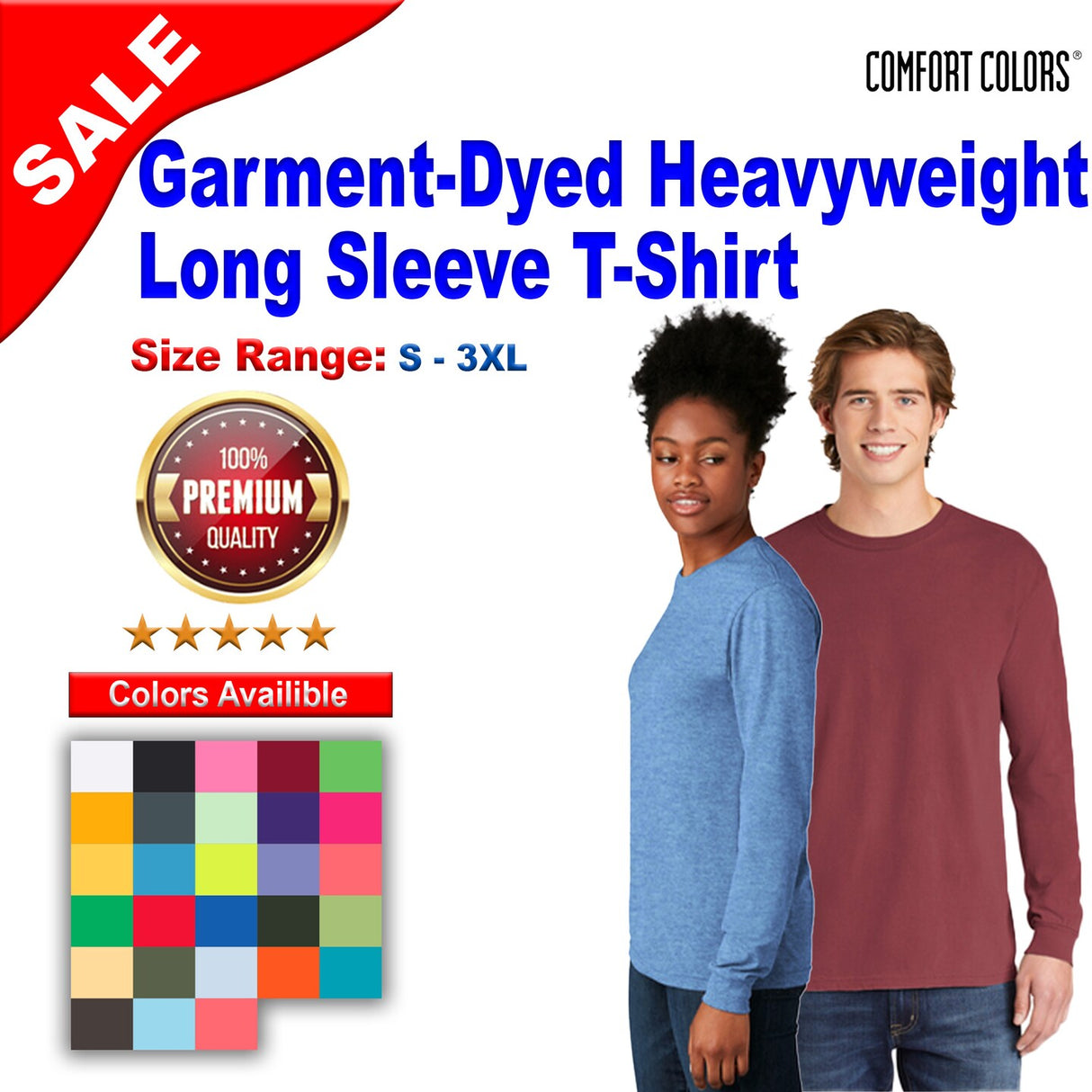 Comfort Colors® Garment-Dyed Heavyweight Crewneck Long Sleeve T-Shirt