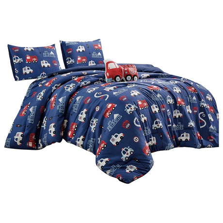 Kids Fire Truck 4 Pieces Comforter Set