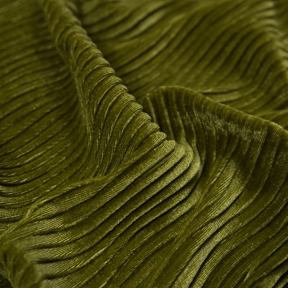 Wavy Crinkled Velour - Woodbine Green - Yvonne Collection