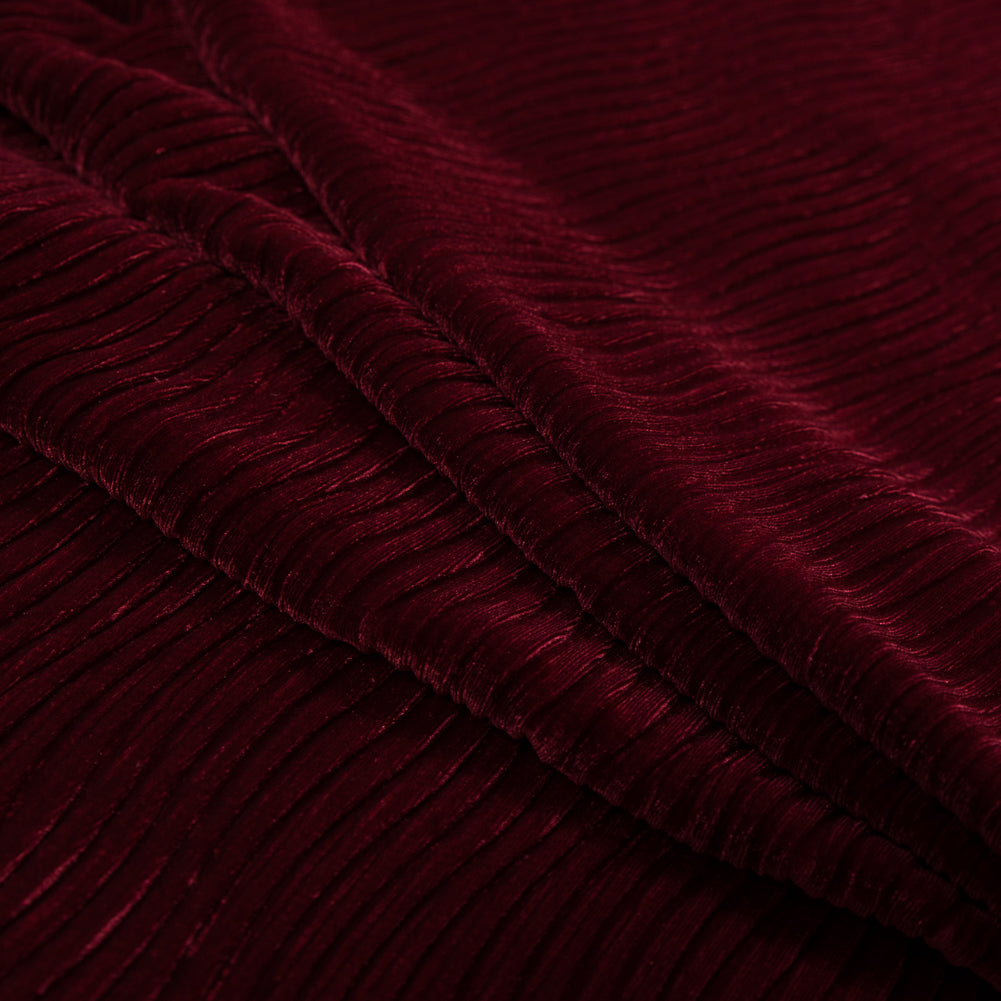 Wavy Crinkled Velour - Ski Patrol Red - Yvonne Collection