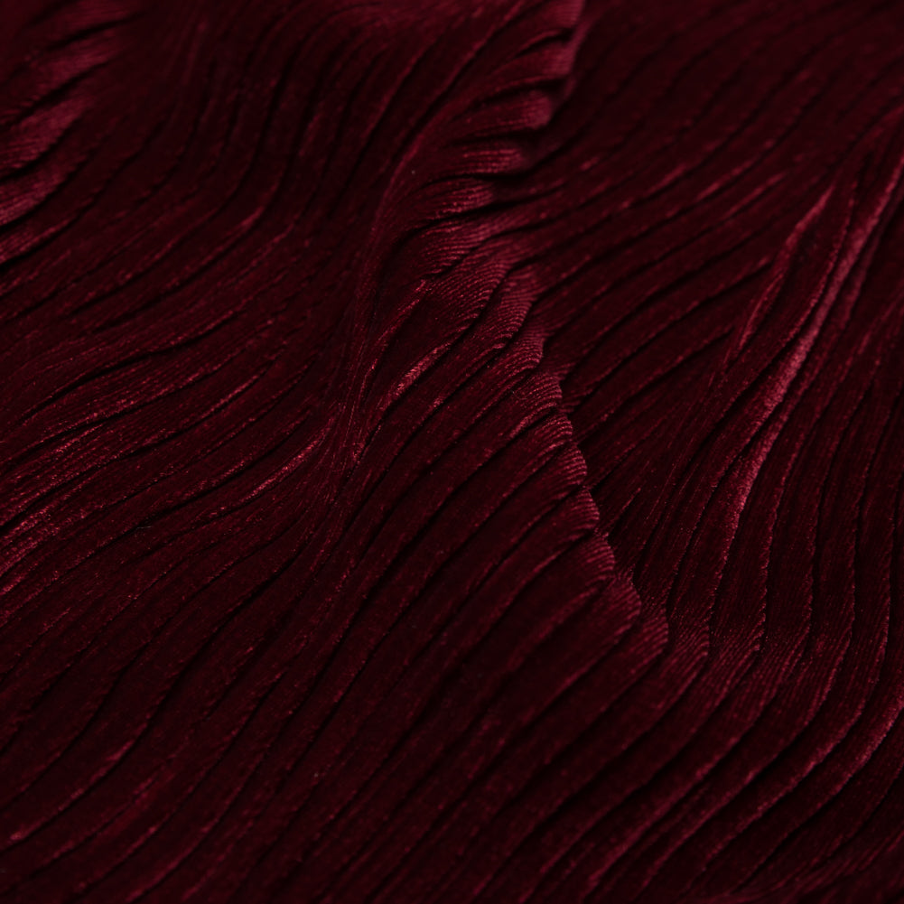 Wavy Crinkled Velour - Ski Patrol Red - Yvonne Collection
