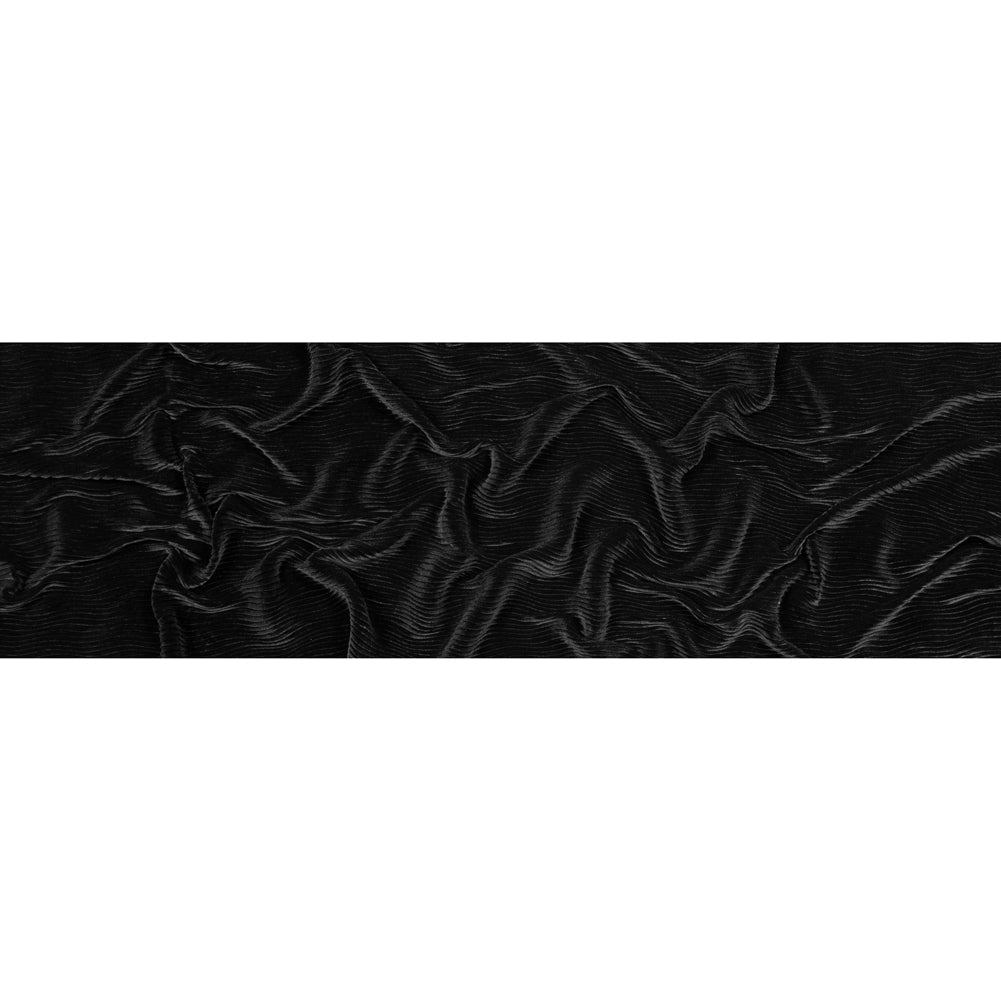 Wavy Crinkled Velour - Black - Yvonne Collection