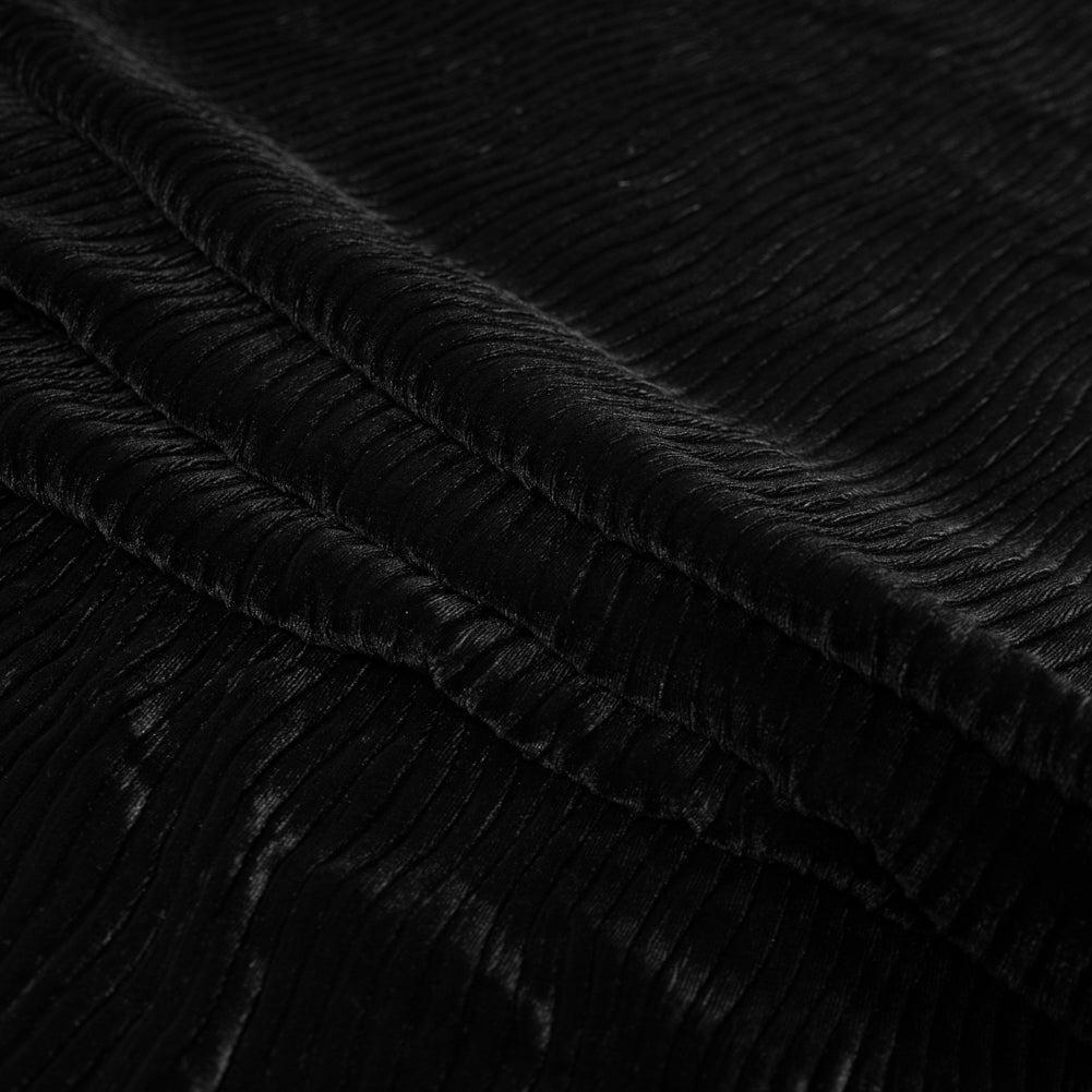 Wavy Crinkled Velour - Black - Yvonne Collection