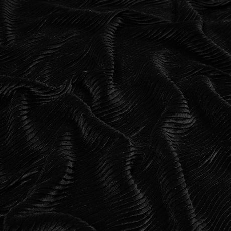 Wavy Crinkled Velour - Black - Yvonne Collection