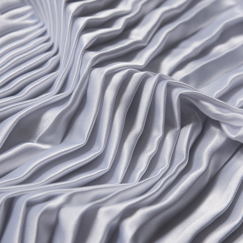 Pleated Stretch Satin - White - Andreas Collection