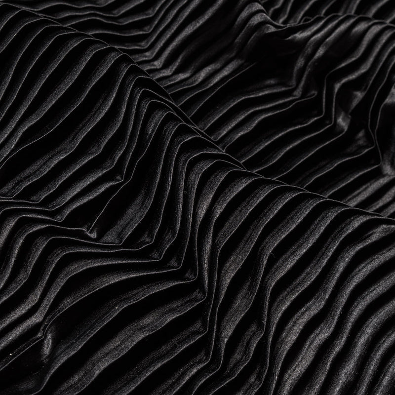 Pleated Stretch Satin - Black - Andreas Collection