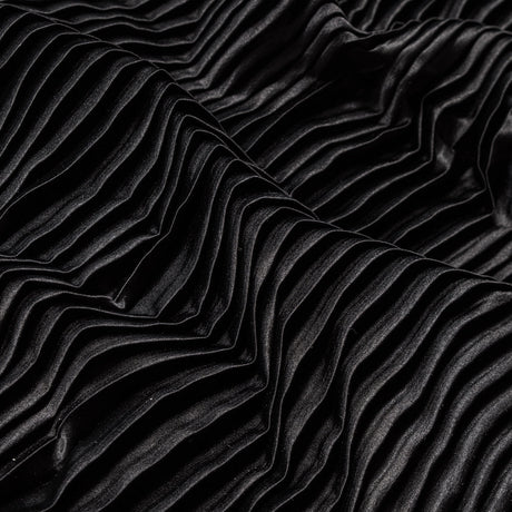Pleated Stretch Satin - Black - Andreas Collection