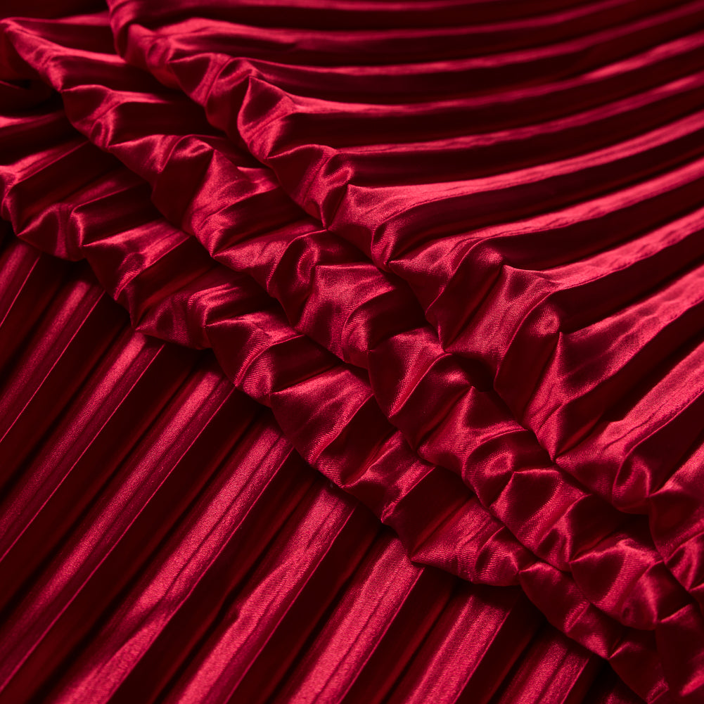 Pleated Stretch Satin - Red - Andreas Collection