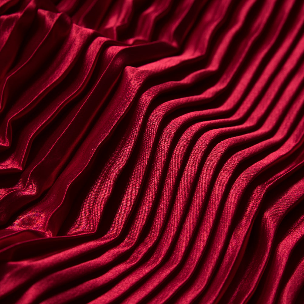 Pleated Stretch Satin - Red - Andreas Collection