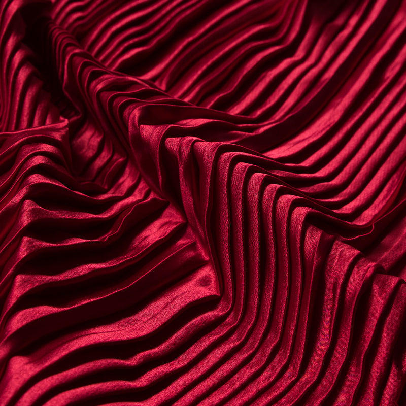 Pleated Stretch Satin - Red - Andreas Collection