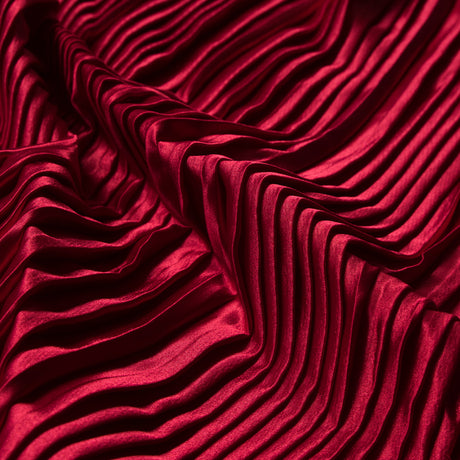 Pleated Stretch Satin - Red - Andreas Collection