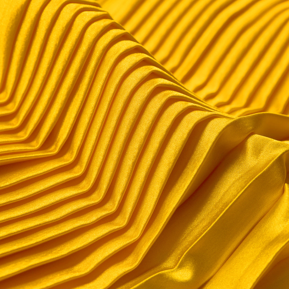 Pleated Stretch Satin - Gamboge - Andreas Collection