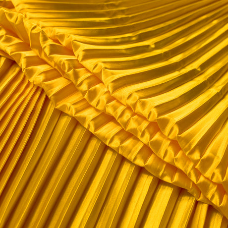 Pleated Stretch Satin - Gamboge - Andreas Collection