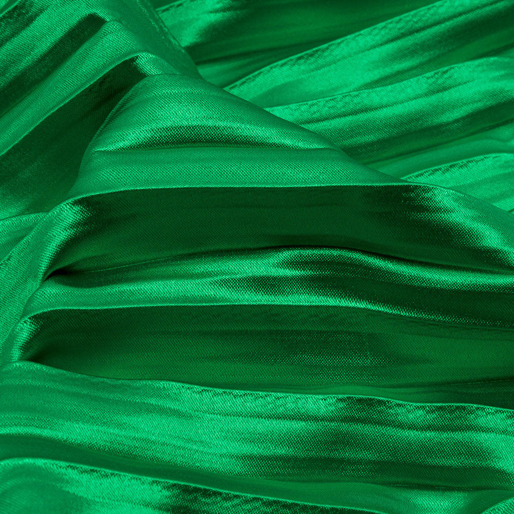 Pleated Stretch Satin - Kelly Green - Andreas Collection