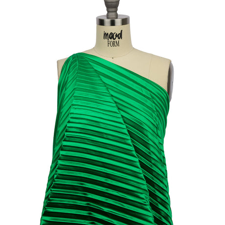 Pleated Stretch Satin - Kelly Green - Andreas Collection