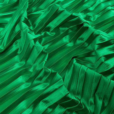 Pleated Stretch Satin - Kelly Green - Andreas Collection