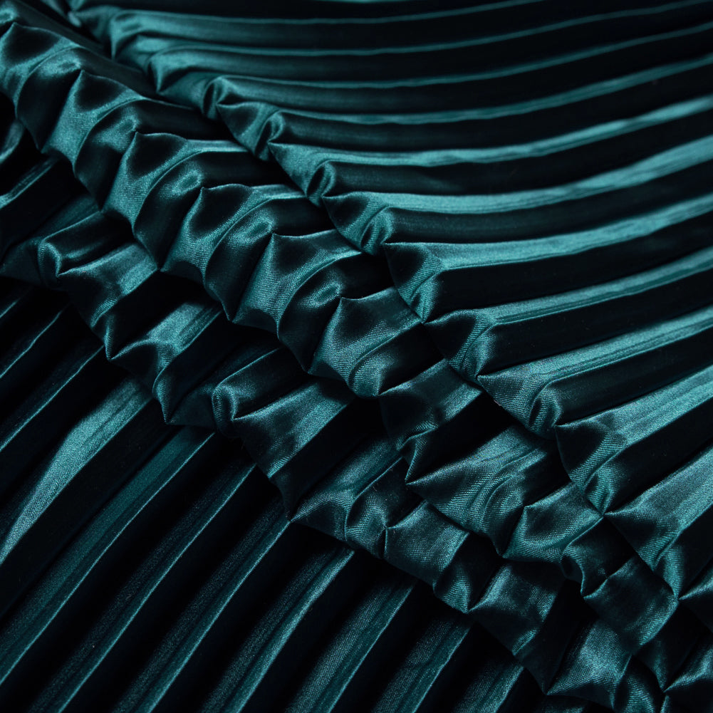 Pleated Stretch Satin - Teal - Andreas Collection