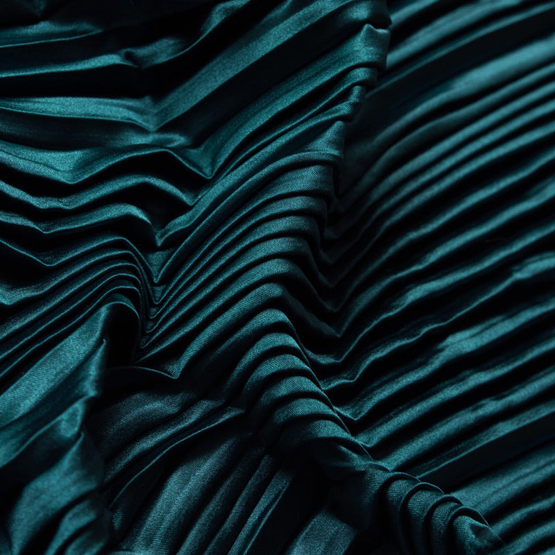 Pleated Stretch Satin - Teal - Andreas Collection