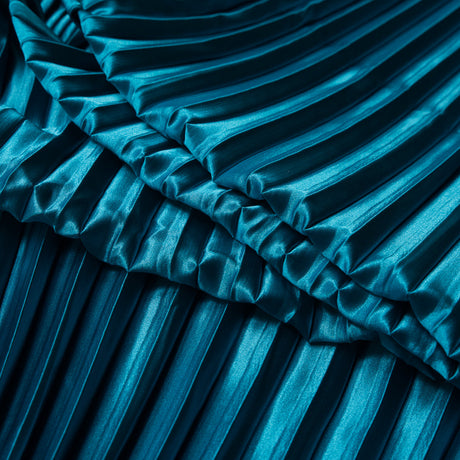Pleated Stretch Satin - Aqua - Andreas Collection
