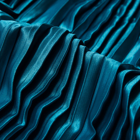 Pleated Stretch Satin - Aqua - Andreas Collection