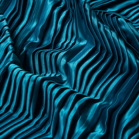 Pleated Stretch Satin - Aqua - Andreas Collection