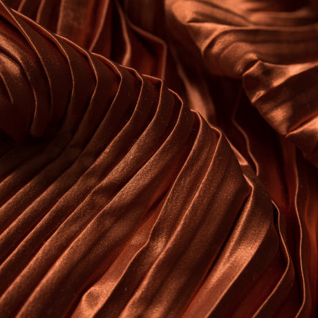 Pleated Stretch Satin - Burnt Orange - Andreas Collection