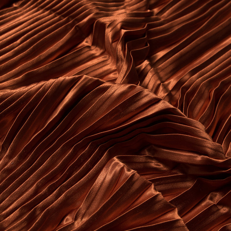 Pleated Stretch Satin - Burnt Orange - Andreas Collection