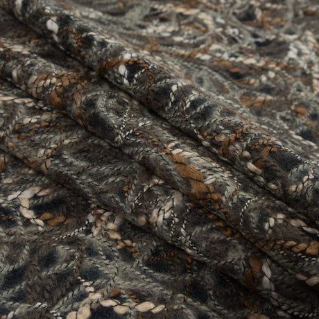 Designer Novelty Gray and Brown Felted Lace with Rope Design