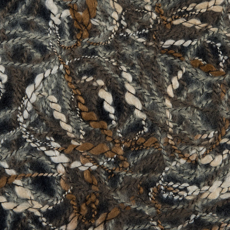 Designer Novelty Gray and Brown Felted Lace with Rope Design