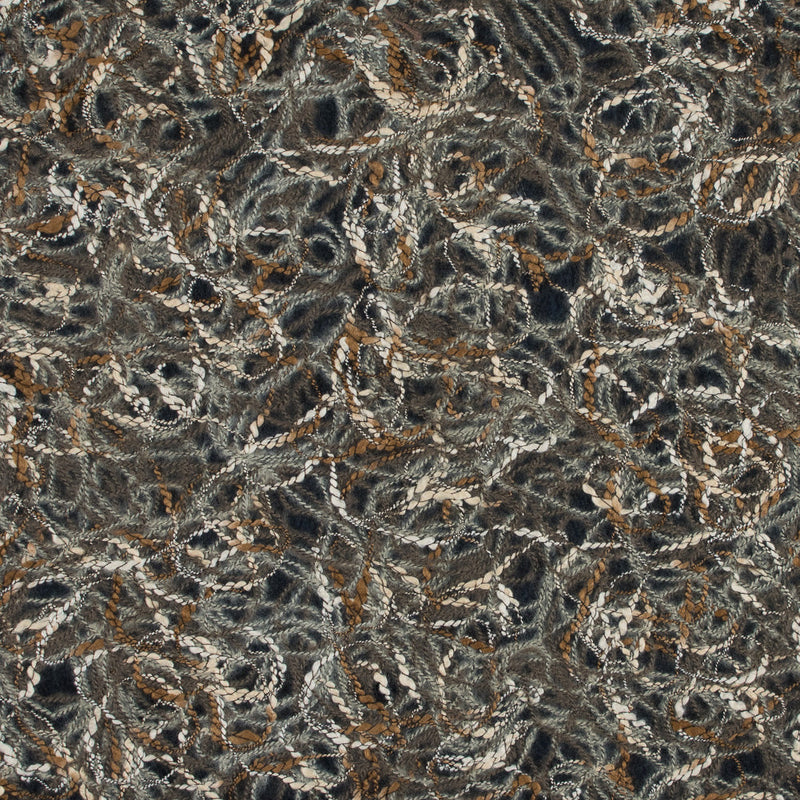 Designer Novelty Gray and Brown Felted Lace with Rope Design