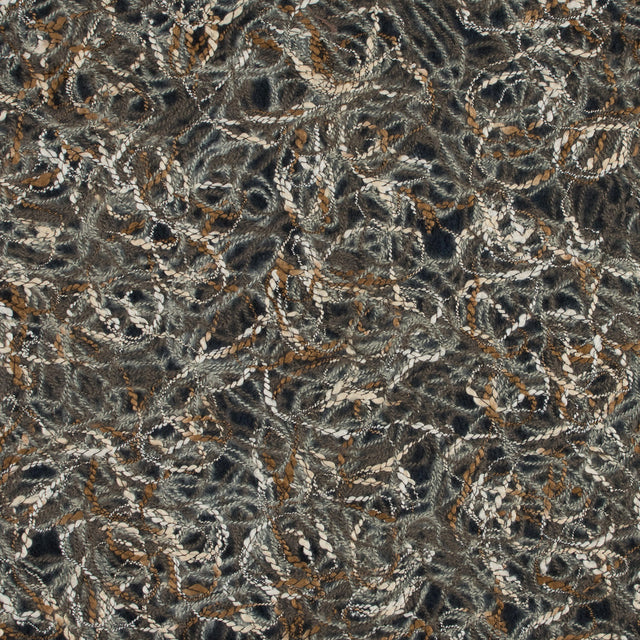 Designer Novelty Gray and Brown Felted Lace with Rope Design