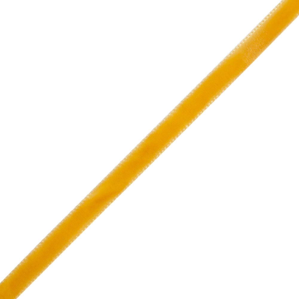 Single Faced Velvet Ribbon Made in Italy - 1/4" - Mustard - Sabine Collection