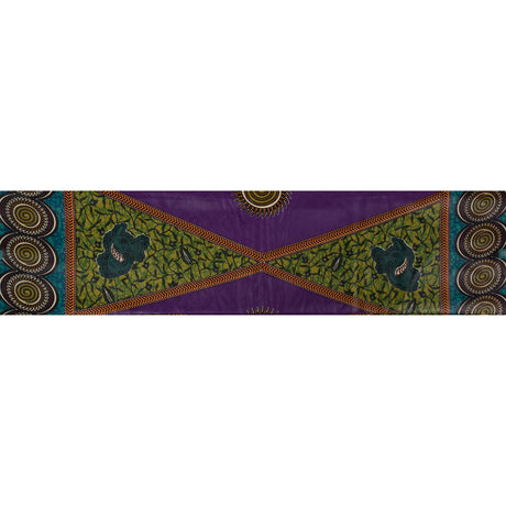 Purple and Green Floral Waxed Cotton African Print with additional Inlaid Pattern