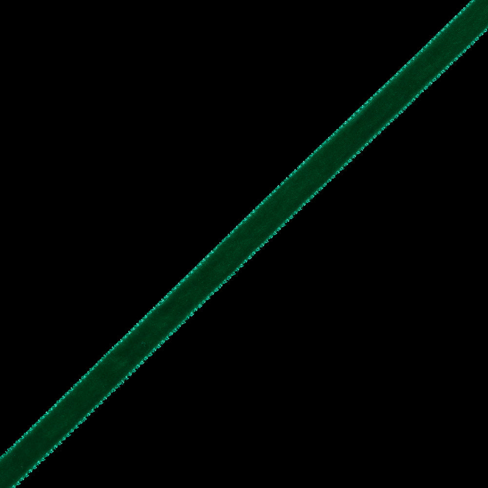 Single Faced Velvet Ribbon Made in Italy - 1/4" - Emerald - Sabine Collection