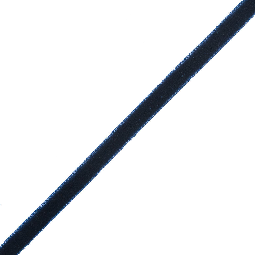 Single Faced Velvet Ribbon Made in Italy - 1/4" - Navy - Sabine Collection
