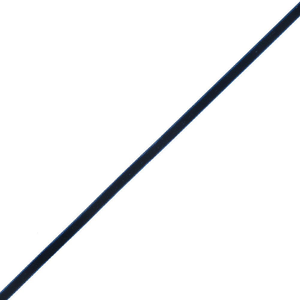 Single Faced Velvet Ribbon Made in Italy - 1/4" - Navy - Sabine Collection