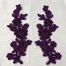 Beaded Corded Floral Lace Applique 100% Polyester Net Mesh