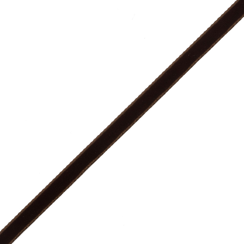 Single Faced Velvet Ribbon Made in Italy - 1/4" - Brown - Sabine Collection