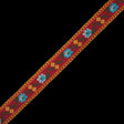 Red and Yellow Floral German Jacquard Ribbon - 1"