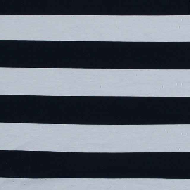Navy and White Awning Striped Knit Pique
