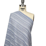 Sky Blue and White Striped Gauzy Cotton Crepe