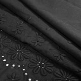 Famous NYC Designer Black Bordered Embroidered Cotton Eyelet